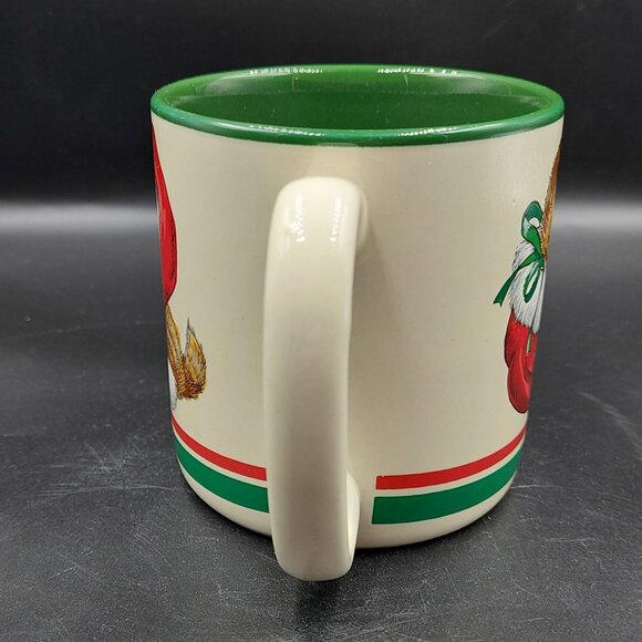 Vintage 1989 Potpourri Press Tabby Kitten Cat Santa Christmas Holiday Coffee Mug - Picture 6 of 8